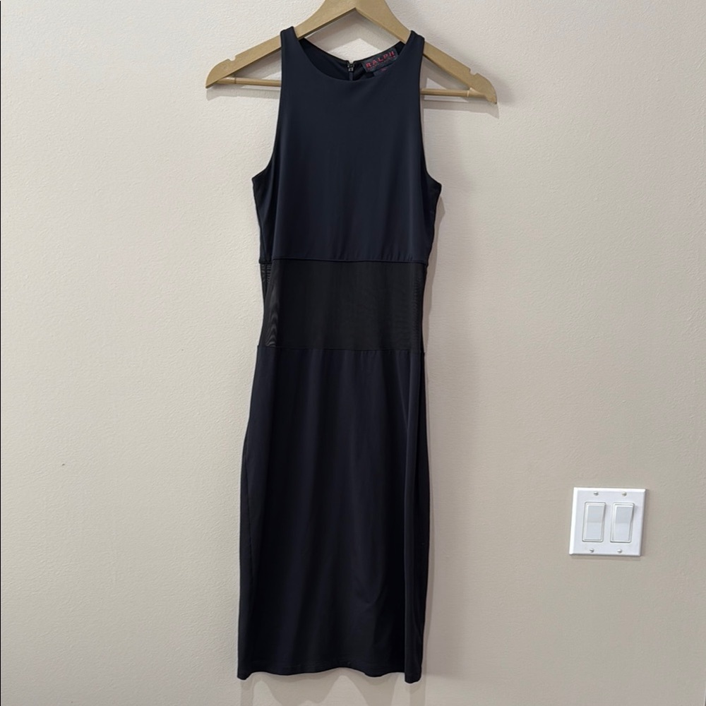 Ralph Ralph Lauren Plaid Label Black Sleeveless Dress with Mesh Detail